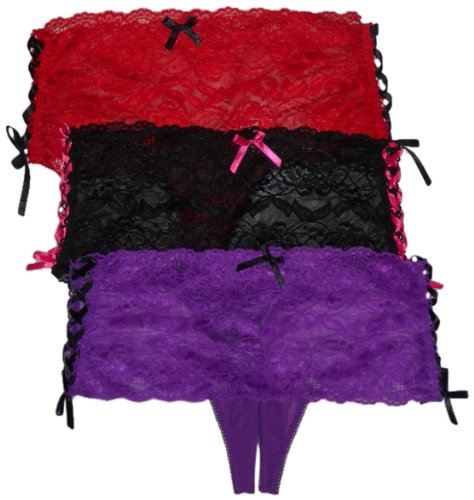 Seven Til Midnight Women's 3-Fashion Color Pack Side Lace-up Panty