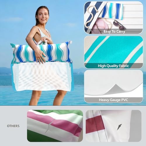 Image of Jasonwell Inflatable Pool Hammock Float - 2 Pack Water Hammock Pool Floaties Multi-Purpose (Saddle Lounge Chair Drifter) 4 in 1 Lake Beach Floating Loungers Swimming Pool Floats Toys for Adults (B&R)