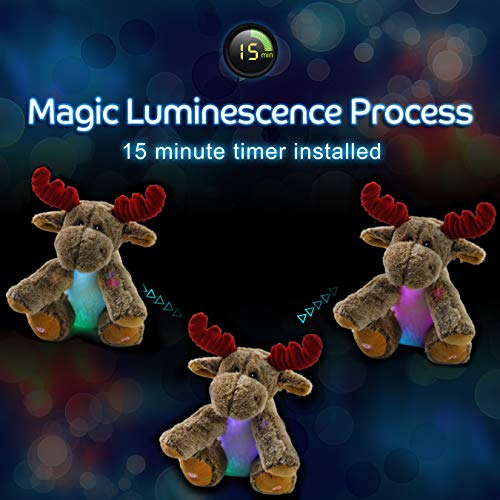 Bstaofy LED Musical Reindeer Stuffed Animal Light up Plush Toy Soft Adorable Singing Animate Pals for Kids, 11'' - Thumbnail 5