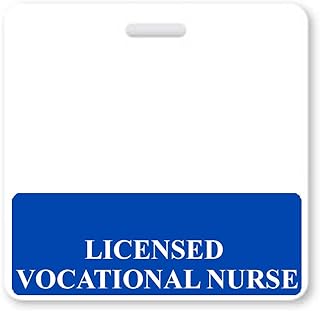 Licensed Vocational Nurse Badge Buddy - Heavy Duty Horizontal Badge Buddies for Nurses - Spill & Tear Proof Cards - 2 Sided USA Printed Quick Role Identifier ID Tag Backer by Specialist ID