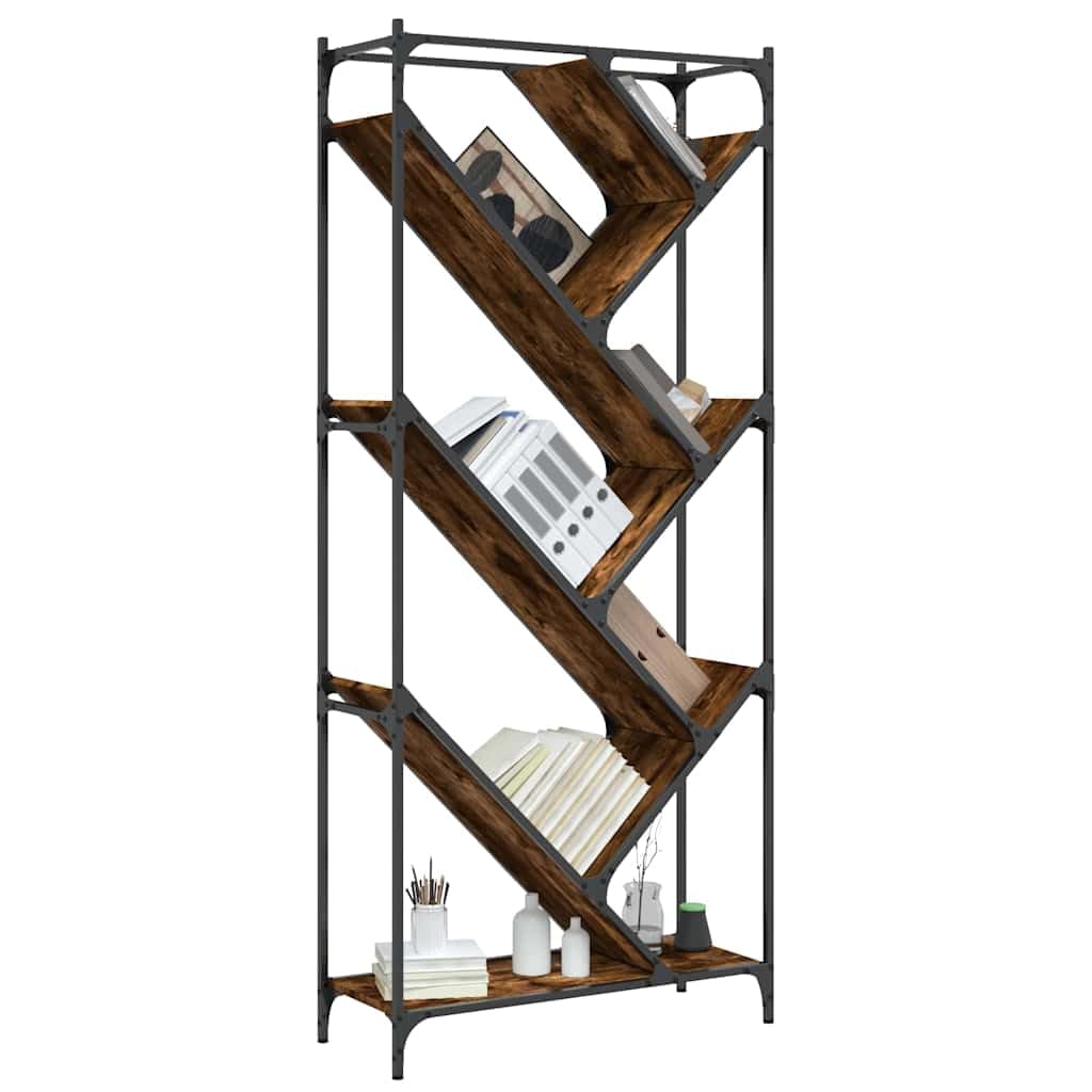 Libreria in metallo in rovere affumicato, 79 x 30 x 180 cm