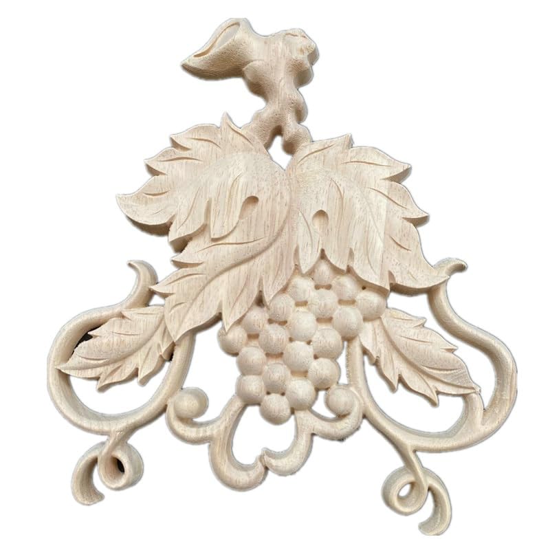 Moulure Decorative Bois Applique en bois massif sculpture de roses style panier de fleurs, patch de meubles, décoration de maison, décoration de mariage miniature Moulure Decorative Plafond(31x30cm)