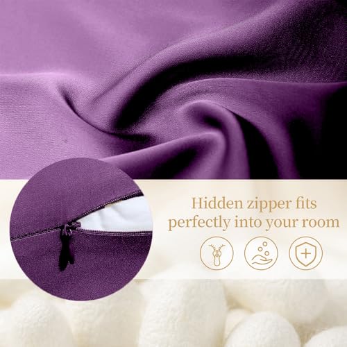 2 Pack Mulberry Silk Pillowcase for Hair and Skin Standard Size,Silk Pillowcase 20"X 26" with Hidden Soft Breathable Smooth Cooling Pillow Covers for Sleeping,Gifts for Women Men（Purple） - image 4