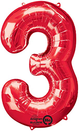 Anagram Number 3 Red Foil Balloon, 34