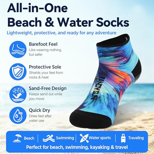 Image of RANDY SUN Barefoot Quick-Dry Sand Beach Socks, Breathable Seamless Yoga Sock With TPE Sole