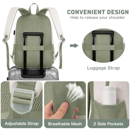 Image of Laptop Backpack for Women College Bookbag: 15.6 Inch Casual Work Backpacks with USB Charging Port Waterproof Womens Travel Back Pack with Laptop Compartment Daypack for Teacher Nurse Computer Bag