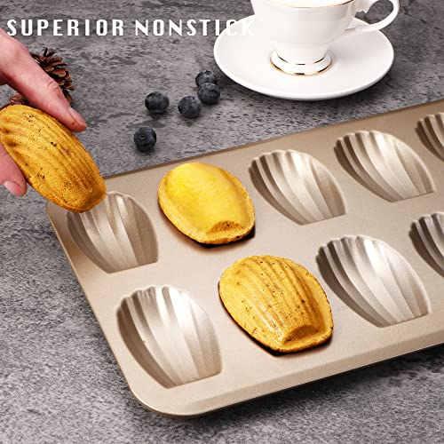 HONGBAKE Nonstick Madeleine Pan 2 Pack 12Cavity Heavy