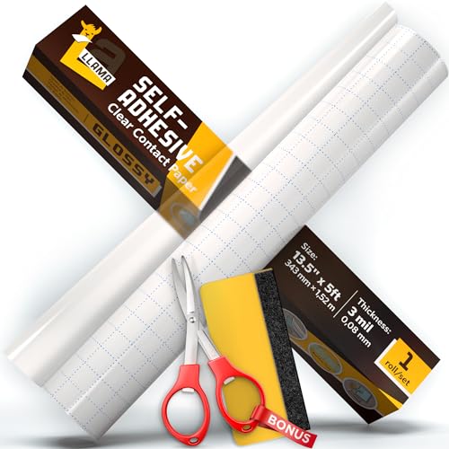 LA LLAMA - Clear Contact Paper 13.5 x 5ft Multipurpose Self Adhesive Roll Peel and Stick - -6%