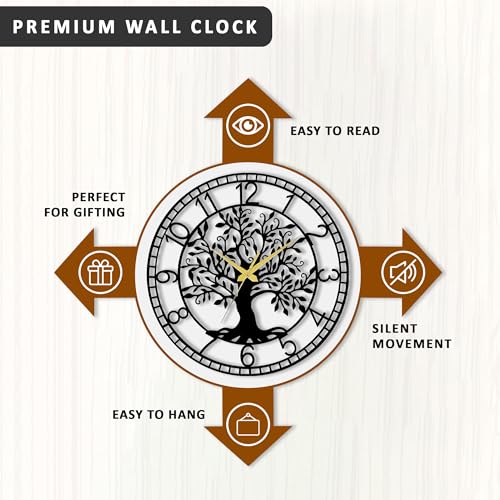 Image of Auromin Aesthetic Stylish Metal Wall Clock for Living Room & Bedroom | Big Size Decorative Modern Wall Watch for Home Office | Designer Antique Clock for Hall, Drawing Room & Interior Wall Decoration