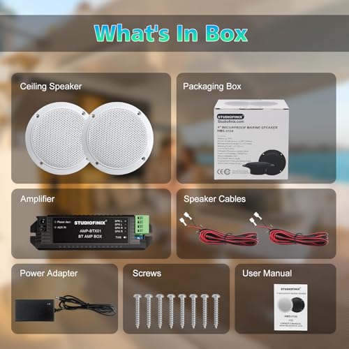 Haut-parleurs de plafond Bluetooth étanches 10.2 cm blancs STUDIOFINIX - 7