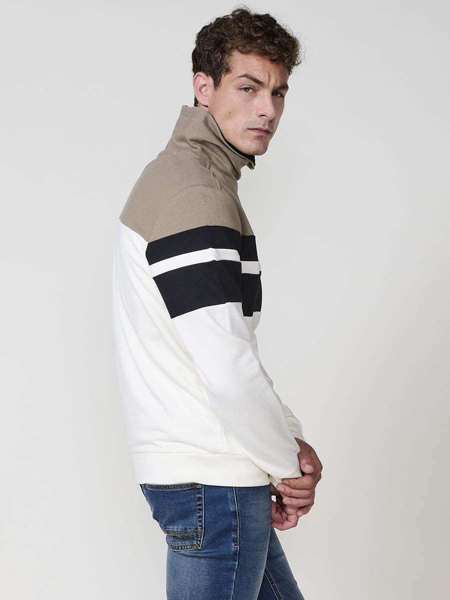 Koroshi Sudadera Hombre Cuello Alto Cremallera Rayas 2521SU14