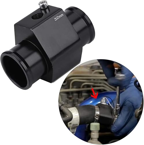 Miniatura 5 de ANGGREK Adaptador de medidor de manguera de tubo de conexión de temperatura del agua del automóvil, medidor de temperatura de agua de aluminio,
