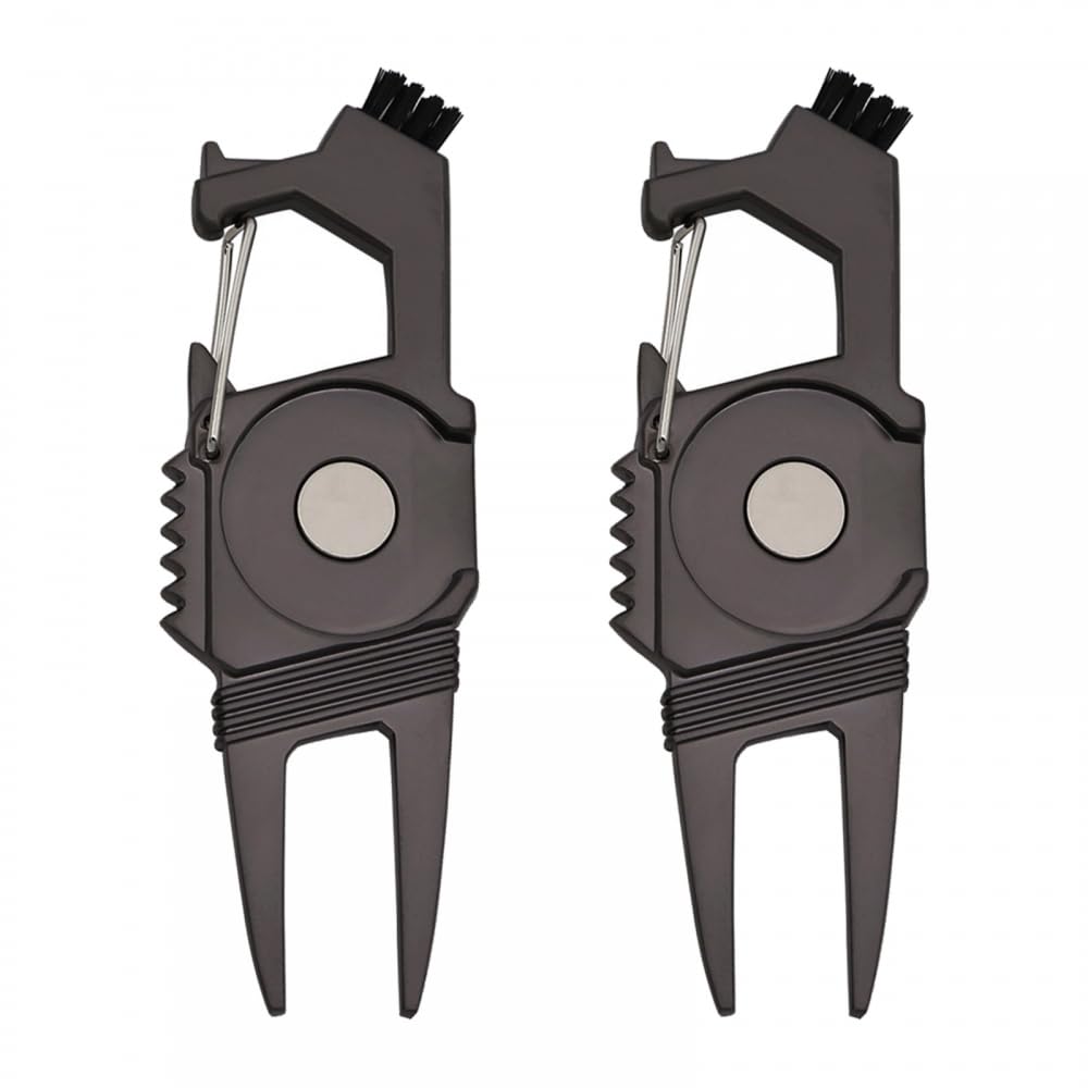 MiOYOOW 2PCS Golf Divot Repair Tool, Golf Divot Tool with Magnetic Golf Ball Marker/Bottle Opener/Club Brush Function Golf Accessories for Golfer