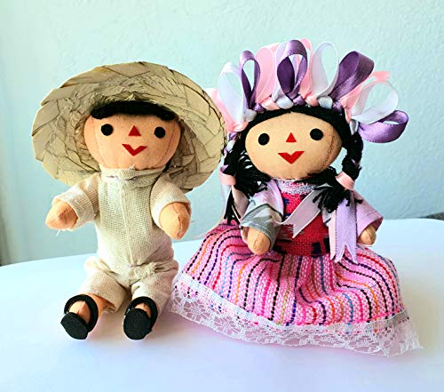 Muñecos de trapo artesanales mexicanos 5 pulg miniatura 5