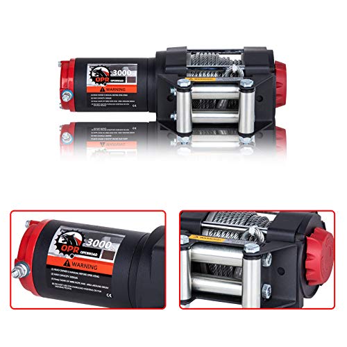 OPENROAD 3000lbs ATV/UTV Winch with 39ft Steel Cable,12V Electric Winch with Wireless Remote Control and Removeable Control Box, Trailer Boat Winch(UP to 3500lbs)