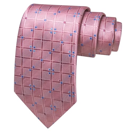 Image of YOHOWA Men Plaid /Striped Ties Set Silk Business Wedding Formal Fashion Necktie and Pocket Square Cufflinks Set