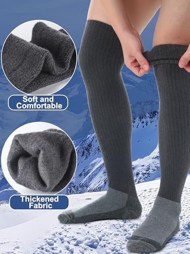 2 Pair Men's Heavyweight Merino Wool Blend Boot Socks over the Knee Thermal Winter Tall Boot Socks for Men3