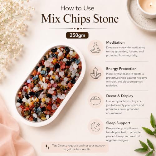 Image of Natural Multi Color Crystal Chips 250g | Mixed Gemstone Loose Chips for Vastu, Pooja, Meditation, Resin Art, Craft, Aquarium & Home Decor Decorative Stones