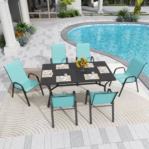 Image of Patio Chairs Set of 4, Stackable Outdoor Dining Chairs for All Weather Textilene Fabric & Metal Frame, Outdoor Chairs Set for Backyard Deck Garden