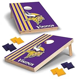 Wild Sports 2' x 3' Solid Wood Cornhole Set with Direct Print HD Team Graphics – Great Gift for Any Football Fan! Bean Bag Toss Family Outdoor Games – NFL Minnesota Vikings