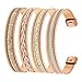 Art Of Creation Pure Copper Set Of 3 Bracelet Cuff Adjustable Kada Bangle for Men and Women Handmade Solid Plain Wrist Band For Unisex