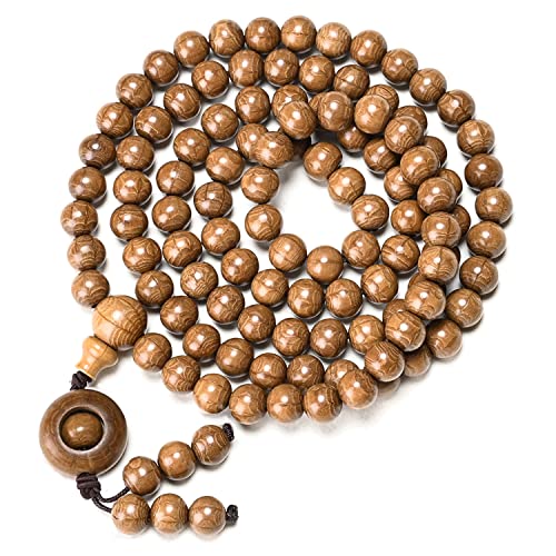 FAZOVIN 108 Beads 10 mm Mala Beads Bracelet for Men, Wutai Mountain Natural Wood Meditation Prayer Necklace