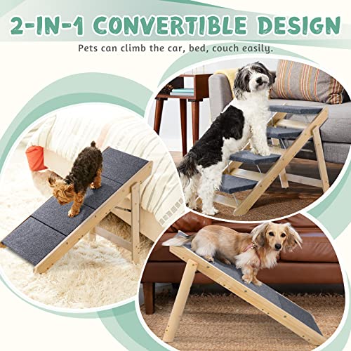 2in1-Dog-Stairs-Ramp-Wooden-Portable-Pet-Steps-Foldable-4-Levels-Dog-Ladder-for-High-Bed-Couch-Car-Pet-Step-Stool-for-Small-to-Large-Dogs-Up-to-180-Pounds