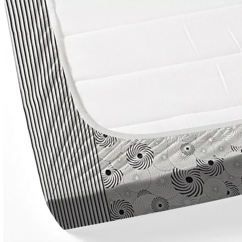 Image of Swayam Veda Collection Superior Comfort Pure Cotton 160TC Abstract Print King Fitted Bedsheet with 2 Pillow Covers - White /Neutral