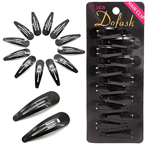 Dofash Snap hair clips metal grips 5cm/2in basic hair accessories (Solid Black)