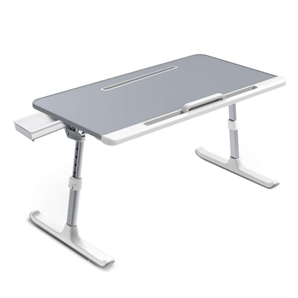 Photo 1 of Adjustable Foldable Laptop Desk Height and Tilt Angle The Work Learn Leather Top On The Bed Bookshelf Drawer Foldable Lap Tablet Computer Desk (Color : Gris B, Size : 604527.3cm) 60*45*27.3cm Gris B