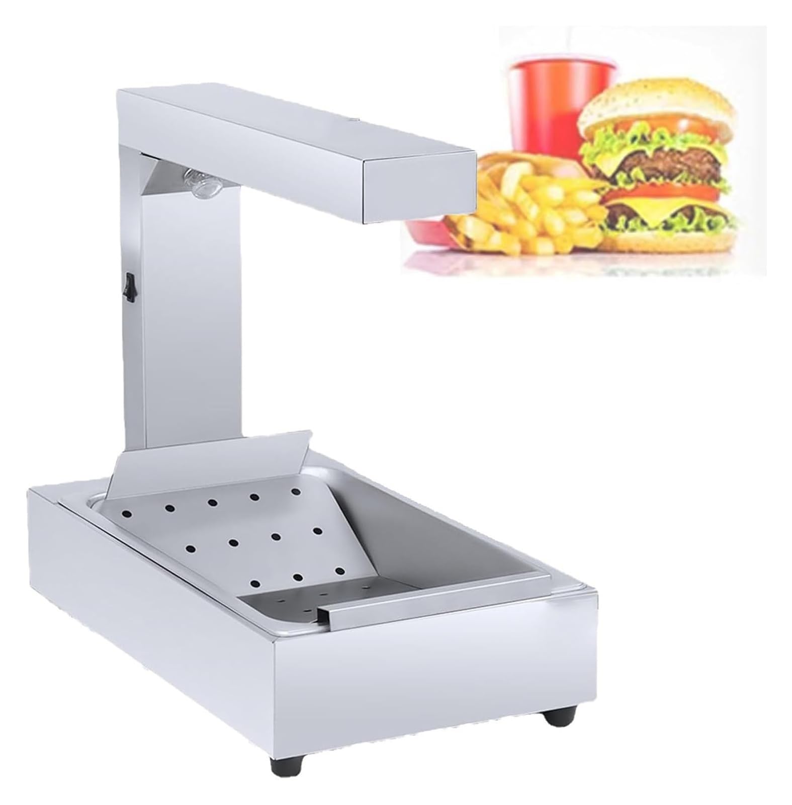 Stufa per friggere in acciaio inox commerciale – Lampada riscaldante per alimenti per ristoranti e cucine domestiche, soluzione di riscaldamento efficiente per patatine fritte appena cotte