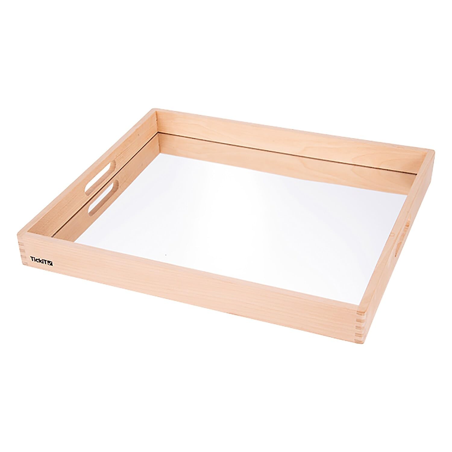 TickiT Wooden Mirror Tray - Explore Reflection, Symmetry and Patterns - for All Ages - Add Reflection to Any Sensory Activity Station