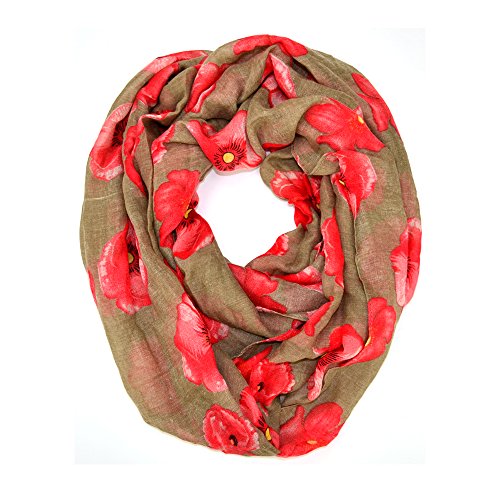 Poppy Floral Print Soft Infinity Loop Scarf