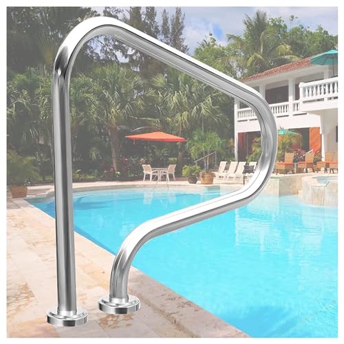 Pool Rail,Pool Handrail,Swimming Pool Stair Rail,304 Stainless Steel Pool Rail,250 LBS Load Capacity,with Quick Mount Base,for Indoor Outdoor Pool Water Park