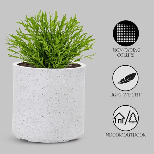 Image of GTB Cylinder German Polymer Pots for Plants Highly Durable Polymers Lightweight Indoor Outdoor Plant Pots, Flower Pot Gamla Tree Planter Container Planters(Plant not Included) (White Marble, 10 inch)