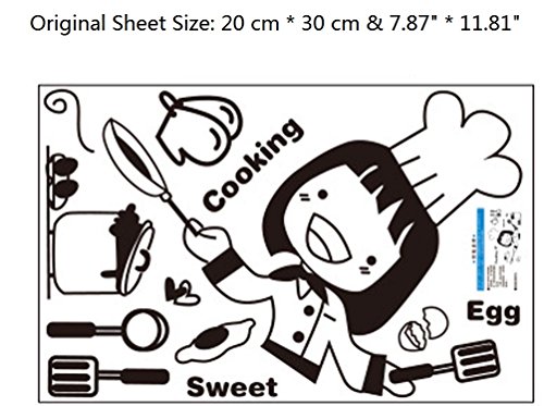 Bibitime Happy Girl Cooking Sweet Eggs Kitchen Wall Decal Fridge Sticker For Women Mother Girlfriend Home Art Mural Diy 15.74" X 9.84" #TOP6