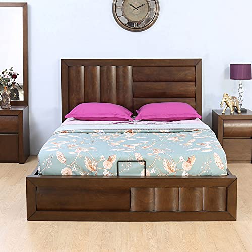 Image of @home By Nilkamal Gladiator King Bed with Hydraulic Storage (Brown)