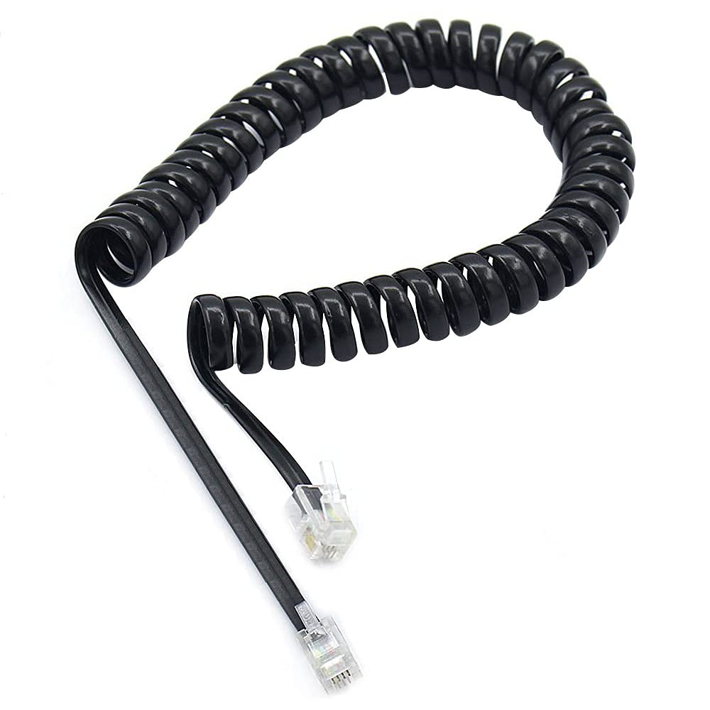 TAAPSEE Telephone Extension Coil Cable Cord 2 Meter / 6.5feet - (Black) (1 PACK)-picture-22