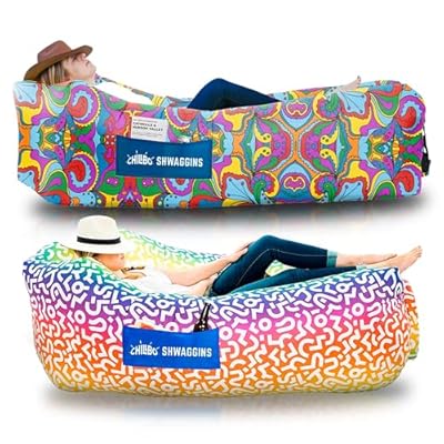 Chillbo Shwaggins Inflatable Couch Bundle – Cool Inflatable Lounger Easy Setup is Perfect for Beach Gear, Camping Fun and Festival Accessories.