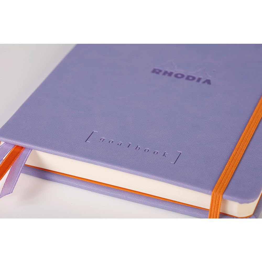 RHODIA 118578C - Carnet Rigide Goalbook Iris - A5 14,8 x 21 cm - Pointillés Dot - 240 pages - Papier Clairefontaine Blanc 90 g/m² - 3 Rubans, Fermeture Élastique - Simili Cuir