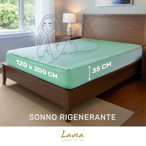 Lavea® Lenzuolo Con Angoli Una Piazza E Mezza 120X200 Cm – Microfibra Morbida E Traspirante – Per Materassi Fino A 35 Cm – Con Elastico Tutto Intorno – Certificato OEKO-TEX – Verde Eucalipto - 2