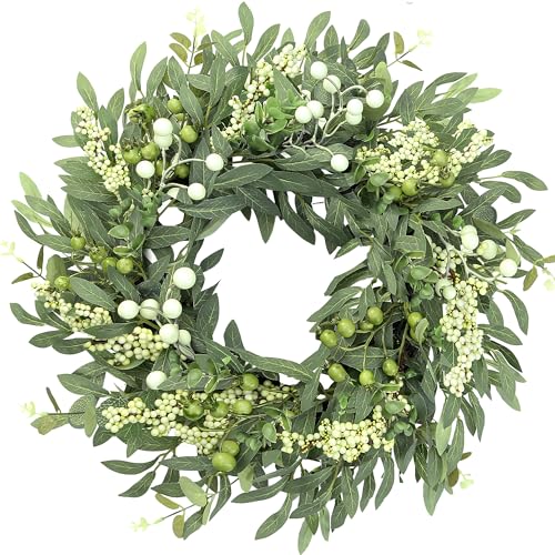 Sggvecsy Artificial Eucalyptus Wreath for Front Door 21 Inch with