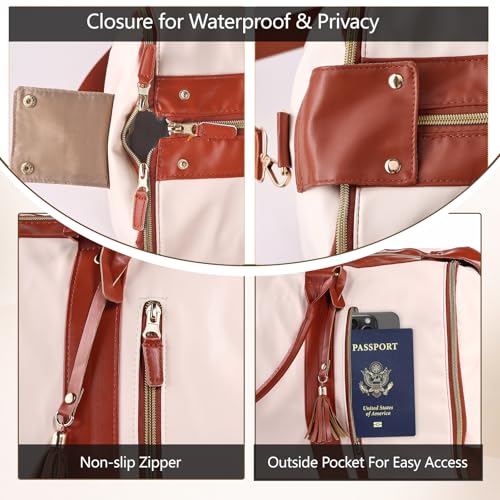 Image of Convertible Garment Bags for Travel, Garment Duffle Bags for Travel, Garment Bag Carry on, Garment Bag Duffle Bag Combo, Garment Duffel Bag, Pink Garment Bags for Travel, Beige, 20.8 inch x 10.2 inch x 13.3