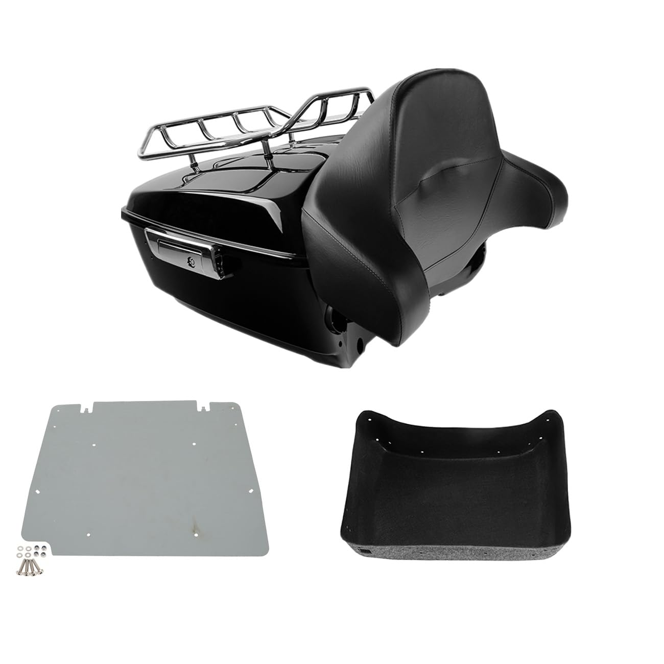 TCMT 13.7" King Tour Pack Trunk Backrest Pad Luggage Rack Base Plate Fit For Harley Tour Pak Touring CVO Road King Road Glide Street Glide Electra Glide 2014-2025