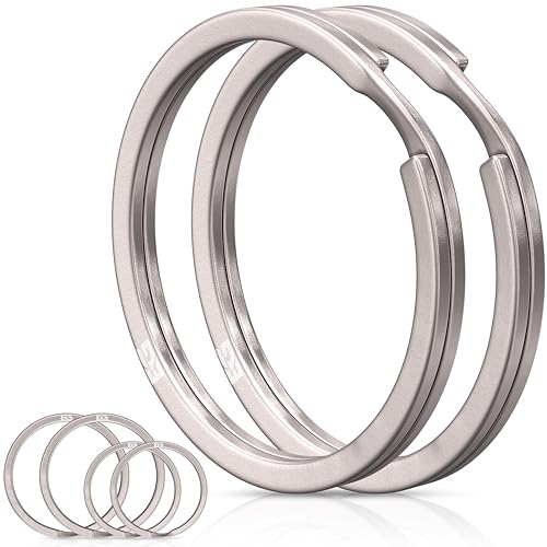 EDO GOT Titanium Split Key Rings 6-Pack Assorted Sizes Natural Color Premium Non-Magnetic Titanium