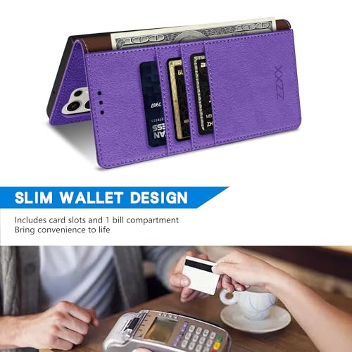 Image of ZZXX for Samsung Galaxy S25 Ultra Wallet Case with [RFID Blocking] Card Slot Kickstand Magnetic Closure Leather Flip Fold Protective Phone Case for Galaxy S25 Ultra 5G Case Wallet(Purple-6.8 inch)