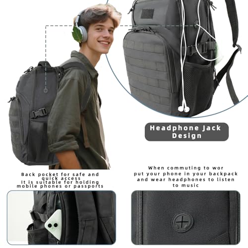 25L Military Travel Laptop Backpack 15.6-inch Backpack For Women Business Carry On Flight Approved Small Black Backpack Bug Out Bag Work Gym Weekend Bag Men's Assault Bags Back Pack3