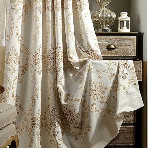 Amidoudou 1 Pair European Jacquard Curtains Luxury Gold Curtains for ...
