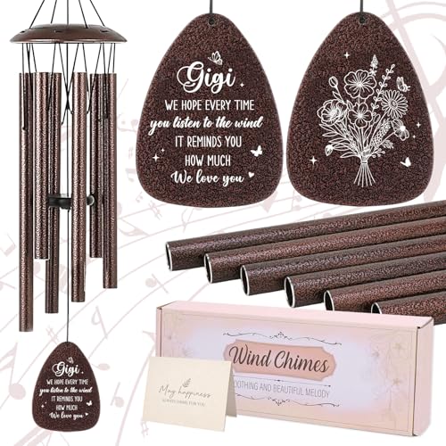 Aunt Gifts Wind Chimes - Metal Windchimes with Card Indoor Outdoor Hanging Decor for Garden Patio Yard Balcony Backyard Appreciation Christmas New Year Birthday Gift for Aunts from Niece