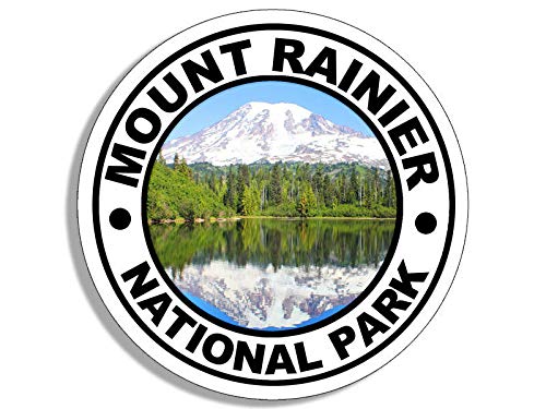 Imán redondo 4x4 inch Rainier National Park vinilo miniatura 1